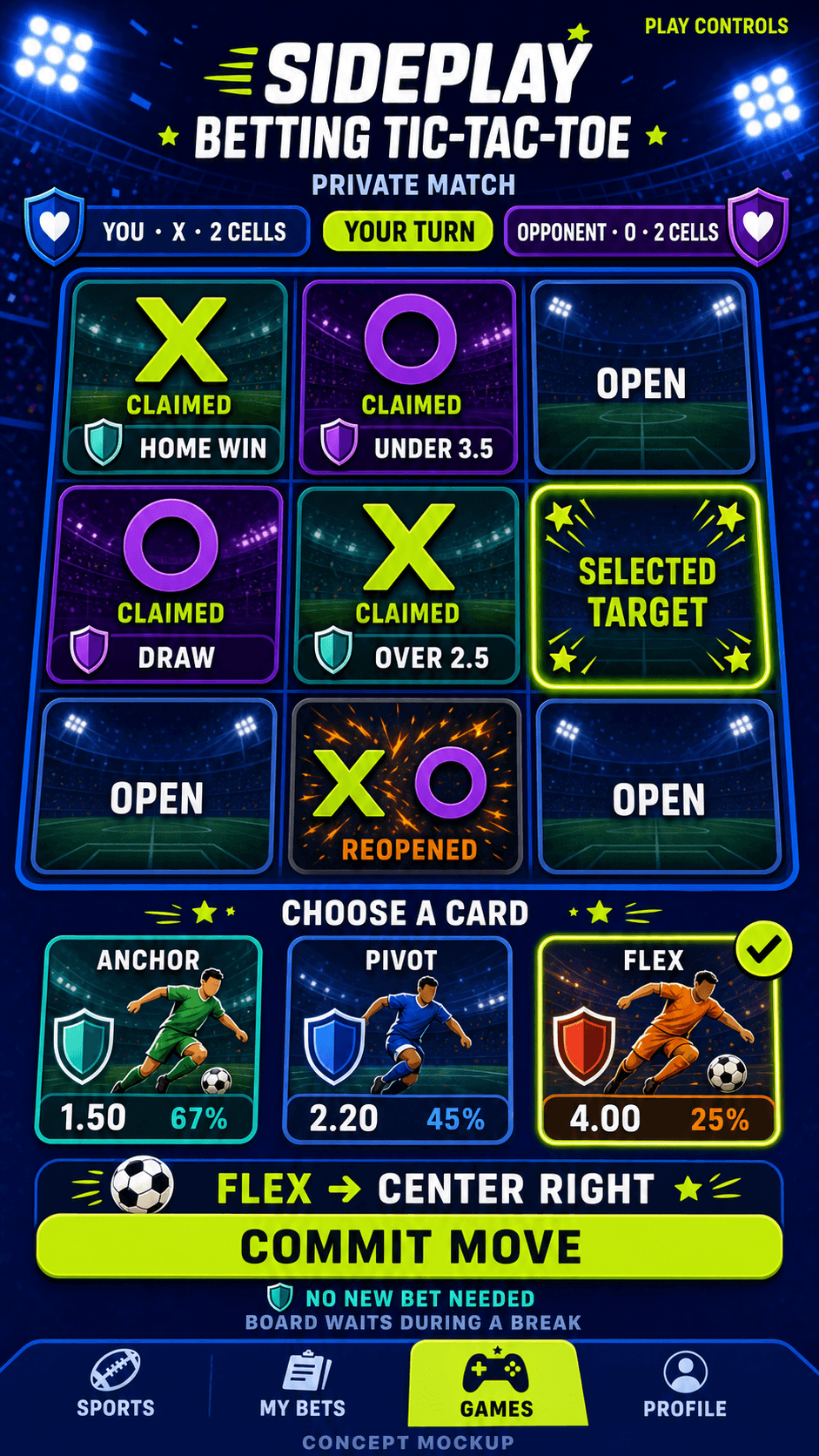 Betting Tic-Tac-Toe concept