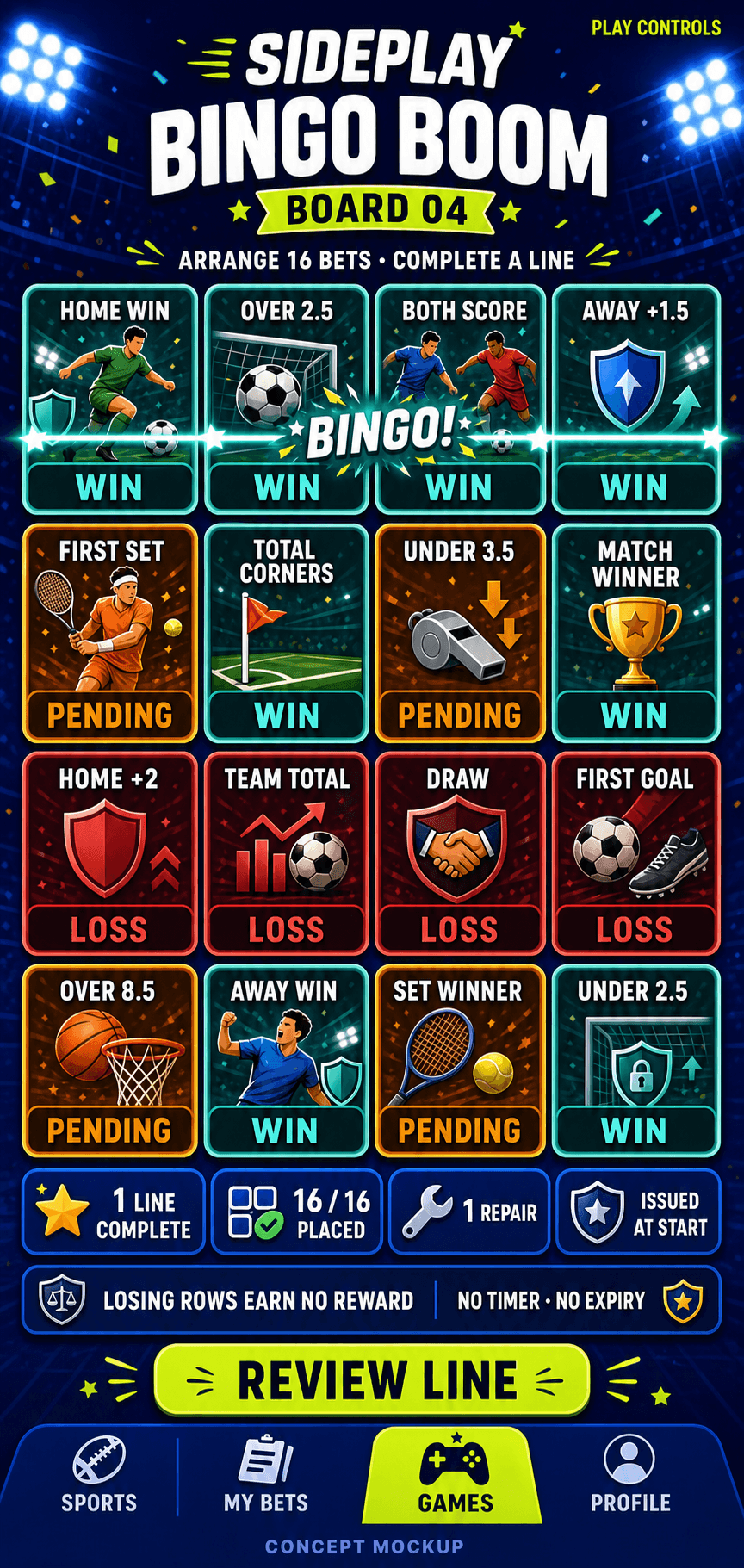 Bingo Boom board concept