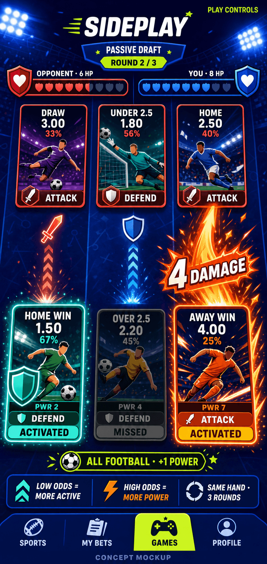 Passive Draft battle concept