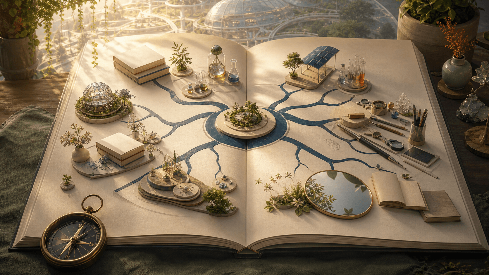 Open learning atlas with branching personalized study paths and project milestones.