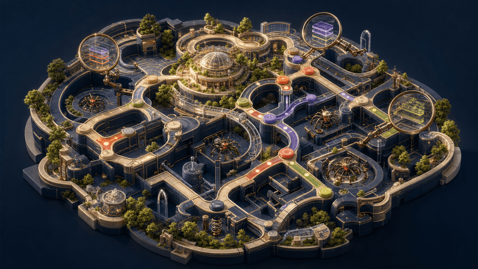 Game-like maze representing software architecture and code understanding.