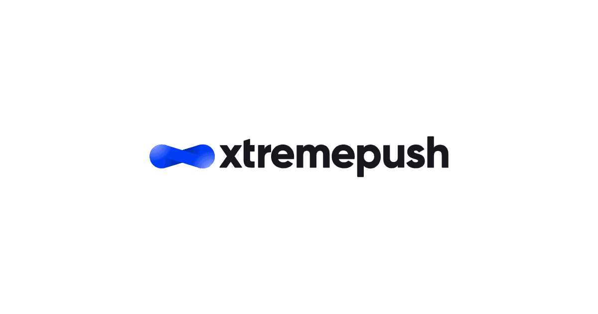 Blue Xtremepush wordmark on a white background.